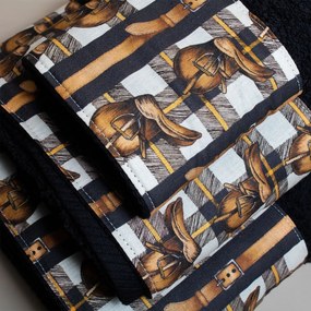 Πετσέτα Χεριών (30x50) White Fabric Horsie Black 600gsm