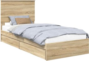 vidaXL Κρεβάτι Αποθήκης Δρύς Sonoma 90 x 200 cm Επεξεργασμένο ξύλο