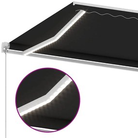 vidaXL Τέντα Συρόμενη Χειροκίνητη με LED Ανθρακί 600 x 300 εκ.