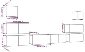 vidaXL Σετ Επίπλων Τηλεόρασης 8 Τεμ. Γκρι Sonoma Επεξεργασμένο Ξύλο