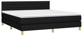 vidaXL Κρεβάτι Boxspring με Στρώμα &amp; LED Μαύρο 180x200 εκ. Υφασμάτινο
