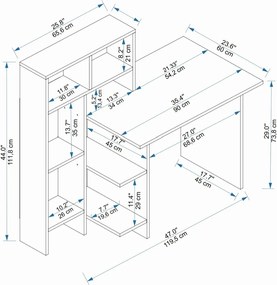 Γραφείο Λευκό BUGRA 135,9x60x111,8