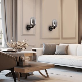 Απλίκα Τοίχου Alias Μαύρο με Φυμέ Γυαλί