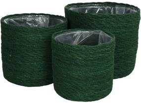 Καλάθι Πράσινο Seagrass 20x20x18cm Σετ 3Τμχ - Φυσικό Υλικό - 05150828