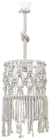 Φωτιστικό Οροφής Mac-02 Φ30 1/L Macrame 31-1064 White Heronia Rope, Metal