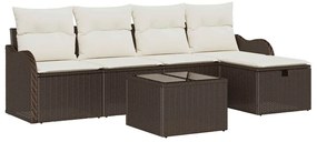 vidaXL Σετ Καναπέ Κήπου 6 pcs Καφέ και κρεμ 231 x 117 x 85 εκ
