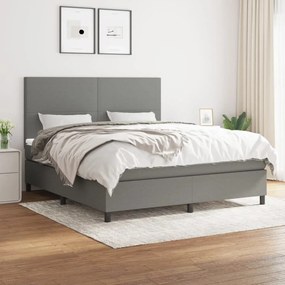 Κρεβάτι Boxspring με Στρώμα Σκούρο Γκρι 160x200 εκ Υφασμάτινο - Γκρι