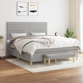 Κρεβάτι Boxspring με Στρώμα Ανοιχτό Γκρι 180x200 εκ. Υφασμάτινο