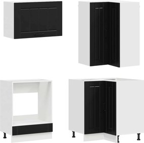 vidaXL Μονάδα κουζίνας LUCCA 8 pcs Μαύρο Επεξεργασμένο Ξύλο