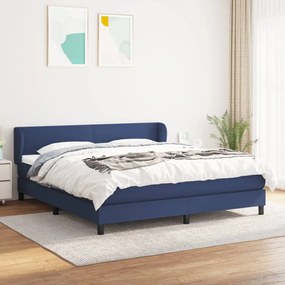 Κρεβάτι Boxspring με Στρώμα Μπλε 180x200 εκ. Υφασμάτινο