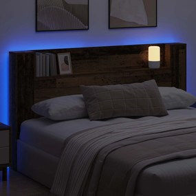 vidaXL Κεφαλάρι Ντουλάπι με LED Παλιό ξύλο 180 x 16,5 x 103,5 cm