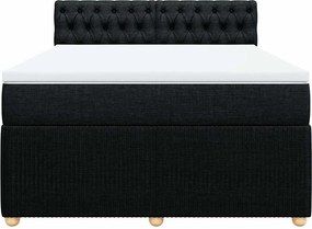 vidaXL Κρεβάτι Boxspring με Στρώμα Μαύρο 160x200 εκ. Υφασμάτινο