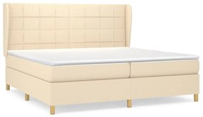 Κρεβάτι Boxspring με Στρώμα Κρεμ 200x200 εκ. Υφασμάτινο - Κρεμ