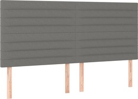 vidaXL Κρεβάτι Boxspring με Στρώμα Σκούρο Γκρι 200x200 εκ. Υφασμάτινο
