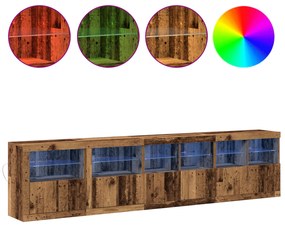 vidaXL Μπουφές με LED Φώτα Παλιού Ξύλου 283x37x67 cm Κατασκευασμένο Ξύλο