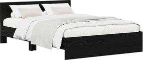 vidaXL Κρεβάτι με Κεφαλάρι Μαύρη Δρυς 160 x 200 cm Επεξεργασμένο ξύλο