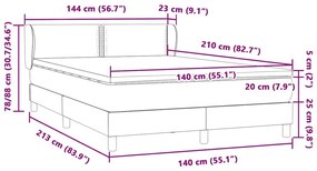 Κρεβάτι Boxspring με Στρώμα Ροζ 140x210 εκ. Βελούδινο - Ροζ