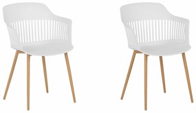 Καρέκλα Berwyn 1618, Ανοιχτό χρώμα ξύλου, Άσπρο, 81x57x54cm, 6 kg, Πλαστική ύλη, Μεταλλικά, Μπράτσα | Epipla1.gr