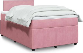vidaXL Κρεβάτι Boxspring με Στρώμα Ροζ 120x190 εκ. Βελούδινο