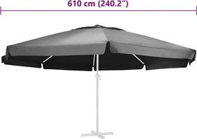 vidaXL Ύφασμα Ανταλλακτικό Ομπρέλας Εξωτ. Χώρου Ανθρακί 610 εκ.