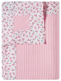 Κουβέρτα Βρεφική Πλεκτή Με Φάσα Cereza Pink Kentia Cradle 120x140cm 100% Βαμβάκι