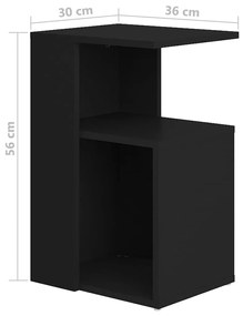 Τραπέζι Βοηθητικό Μαύρο 36 x 30 x 56 εκ. από Μοριοσανίδα - Μαύρο