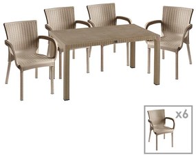 Dining set Explore-Festive set 7pieces PP cappuccino150x90x73.5cm 150x90x73.5 εκ.