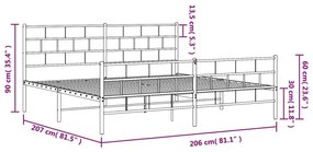 Πλαίσιο Κρεβατιού με Κεφαλάρι&amp;Ποδαρικό Λευκό 200x200εκ. Μέταλλο - Λευκό