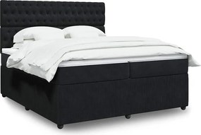 vidaXL Κρεβάτι Boxspring με Στρώμα Μαύρο 200x200 εκ. Βελούδινο