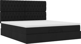 vidaXL Οθωμανικό κρεβάτι με στρώμα Μαύρο 180x200cm Ύφασμα