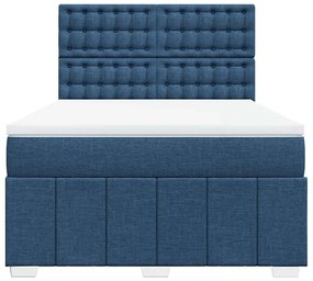 vidaXL Κρεβάτι Boxspring με Στρώμα Μπλε 140x190 εκ. Υφασμάτινο