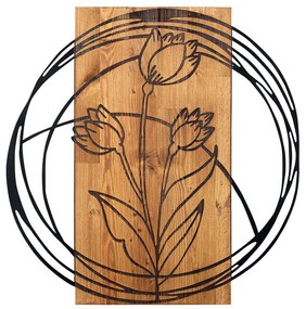 Διακοσμητικό Τοίχου Tulip 279ENZ1850 55x57,5cm Walnut-Black Wallity Μέταλλο,Ξύλο