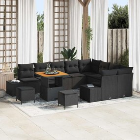 vidaXL Σετ Καναπέ Κήπου με μαξιλάρι 12 pcs Μαύρο Πολυ ράταν