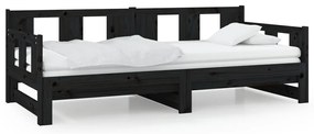 vidaXL Καναπές Κρεβάτι Συρόμενος Μαύρος 2x(90x190) εκ. από Μασίφ Πεύκο