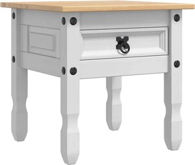 vidaXL End Table με συρτάρι Corona Λευκό 50 x 50 x 50 εκατοστά