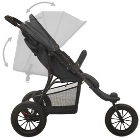 vidaXL Καρότσι Μωρού Ανθρακί Ατσάλινο