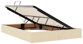 vidaXL LED Κρεβάτι αποθήκευσης με στρώμα Κρέμ 140 x 200 cm Ύφασμα