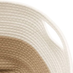 vidaXL Καλάθι Αποθήκευσης Μπεζ και Λευκό Ø40 x 35 εκ. Βαμβακερό