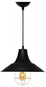 Φωτιστικό οροφής Retro Megapap E27 μεταλλικό μονόφωτο χρώμα μαύρο Φ30x70εκ. - 0242001