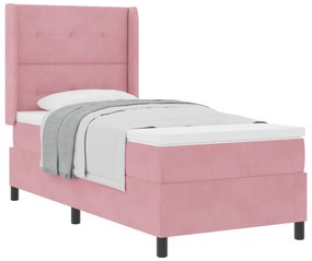 vidaXL κρεβάτι με τύπο box spring και στρώμα  Ροζ 90x190 εκ. Βελούδο