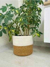 Stewehome Πλεκτή ψάθα στρογγυλή πολυλειτουργική θήκη για γλάστρα 23x23x20 cm