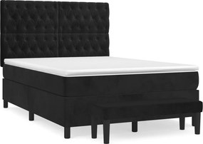 vidaXL Κρεβάτι Boxspring με Στρώμα Μαύρο 140x200 εκ. Βελούδινο