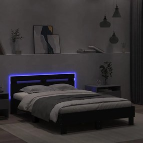 Πλαίσιο Κρεβατιού με Κεφαλάρι/LED Μαύρο 120 x 190 εκ - Μαύρο