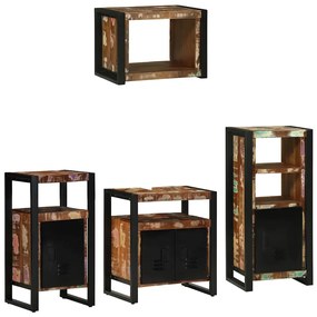 vidaXL Σετ Επίπλων Μπάνιου 4 pcs Πολύχρωμο Στερεό ανακτημένο ξύλο
