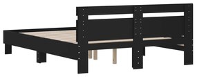 vidaXL Πλαίσιο Κρεβατιού με Κεφαλάρι Μαύρο 160x200 εκ. Επεξεργ. Ξύλο