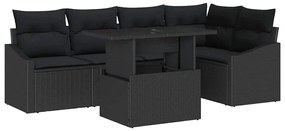 vidaXL Σετ Καναπέ Κήπου με μαξιλάρι 6 pcs Μαύρο 100 x 55 x 73 εκ