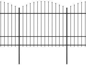 vidaXL Κάγκελα Περίφραξης με Λόγχες Μαύρα (1,5-1,75)x15,3 μ. Ατσάλινα