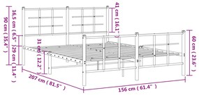 Πλαίσιο Κρεβατιού με Κεφαλάρι&amp;Ποδαρικό Λευκό 90x190 εκ. Μέταλλο - Λευκό