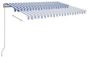 Τέντα Συρόμενη Αυτόματη με Στύλους Μπλε / Λευκό 3,5x2,5 μ. - Μπλε