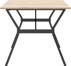 vidaXL Τραπέζι Τραπεζαρίας Πλαίσιο Υ Μασίφ Πεύκο/Ατσάλι